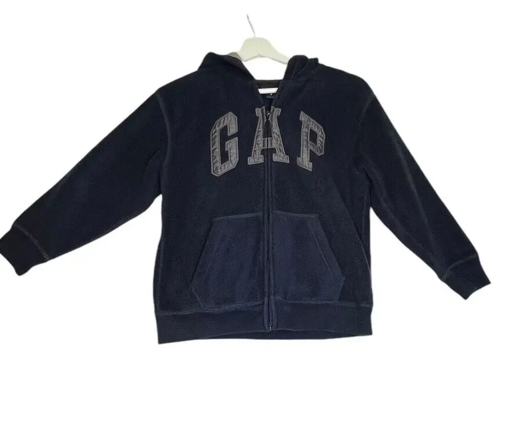 Gap Boy's Logo Fleece Full Zip Hoodie Navy Blue Size M (8)